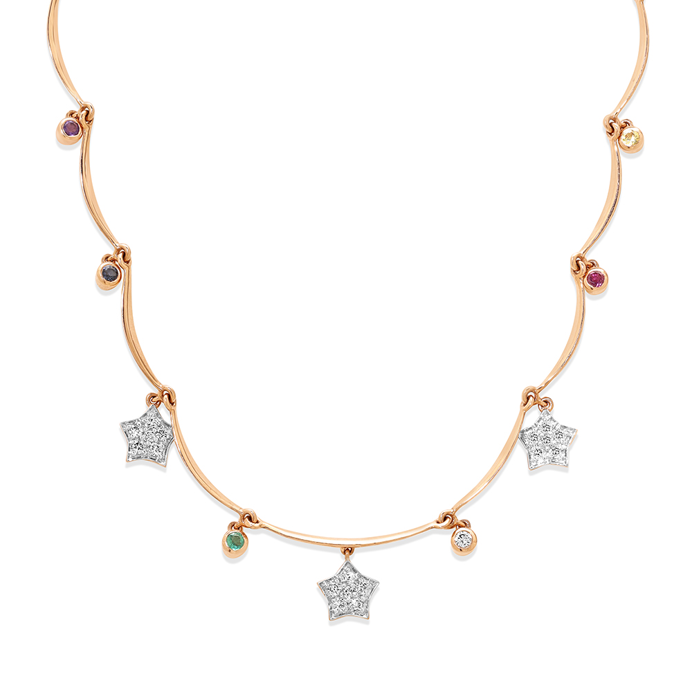 14Kt Rose Gold Twinkling Star Yellow Sapphire Necklace,,hi-res image number null