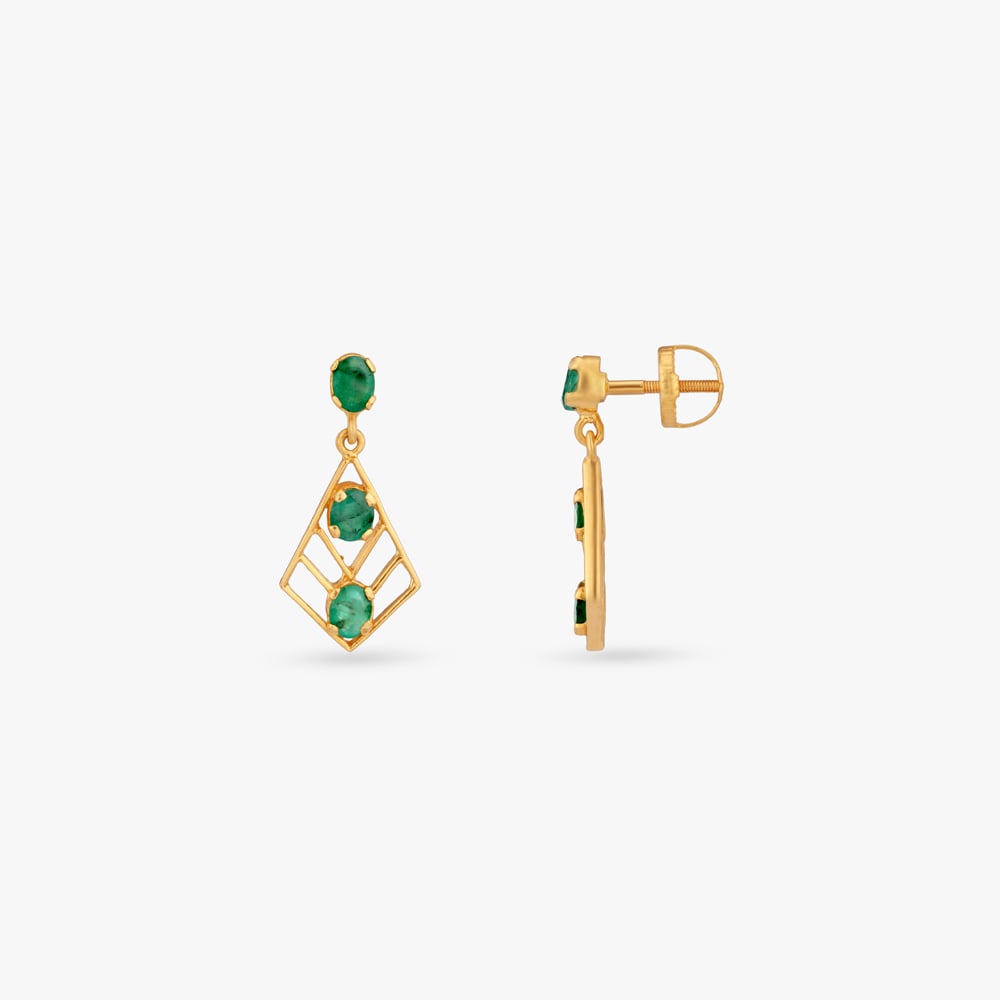 Linear Lattice Gold Drop Earrings,,hi-res image number null