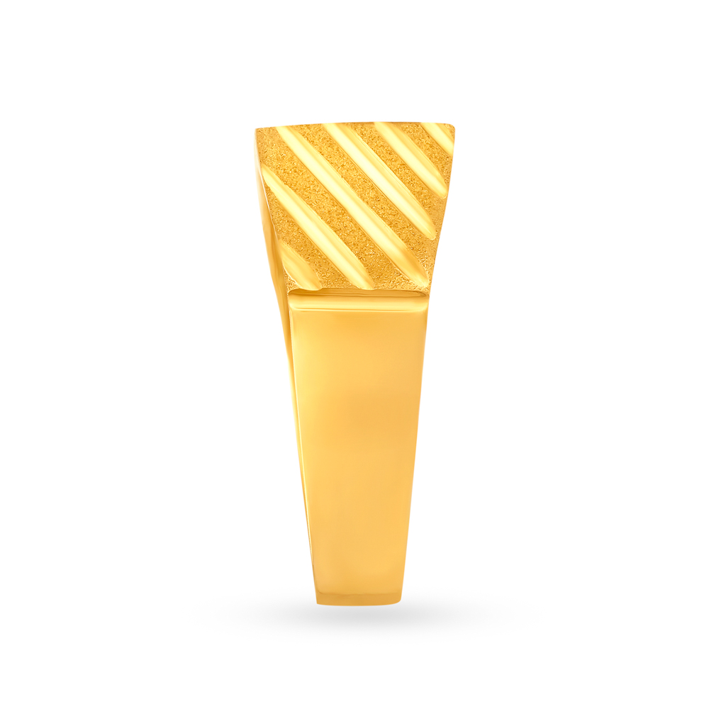 Textured Square Gold Finger Ring for Men,,hi-res image number null