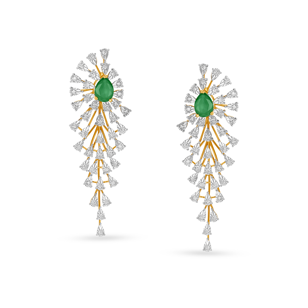 Luxurious Floral Diamond Drop Earrings,,hi-res image number null