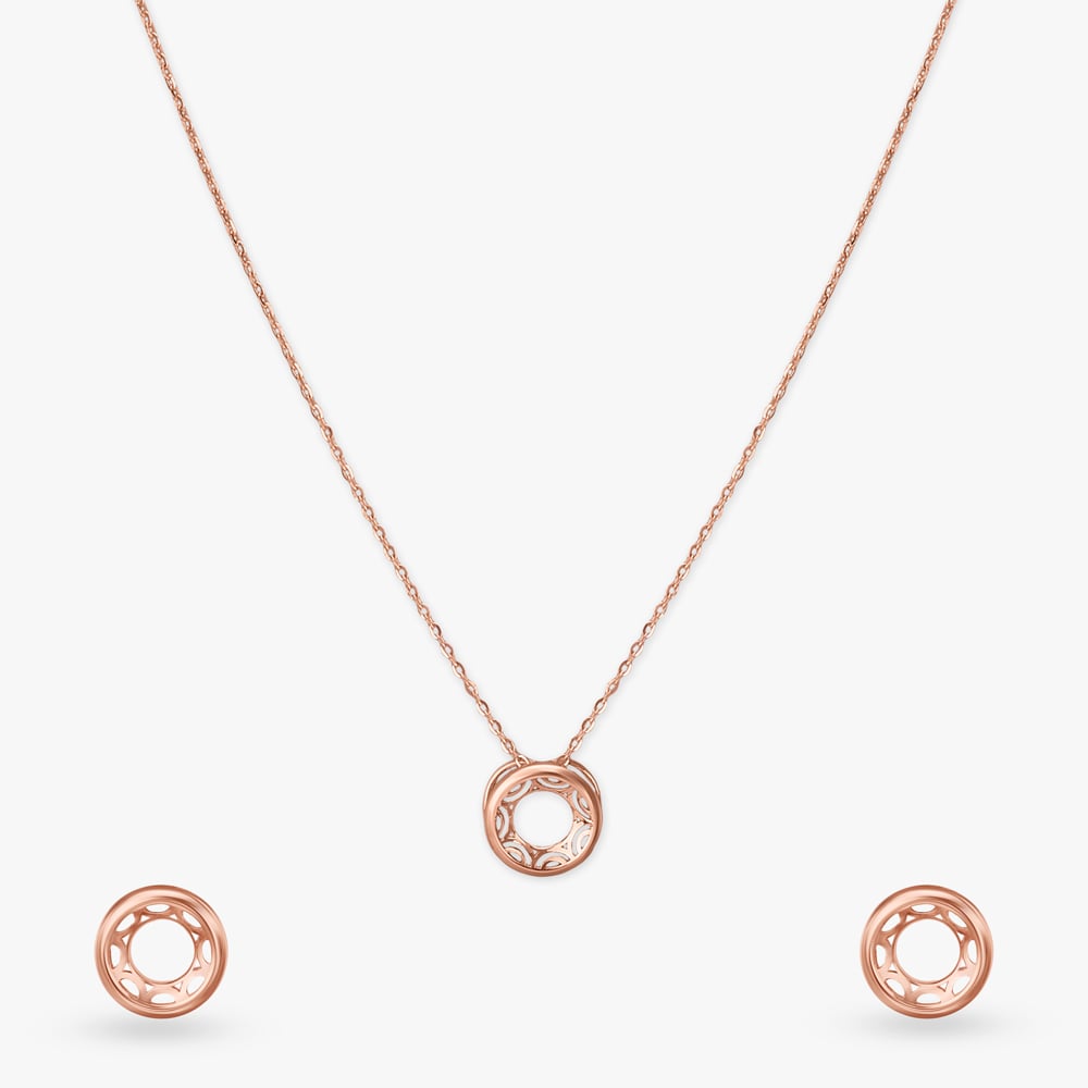 Orbit Muse Gold Pendant with Chain and Earrings,,hi-res image number null
