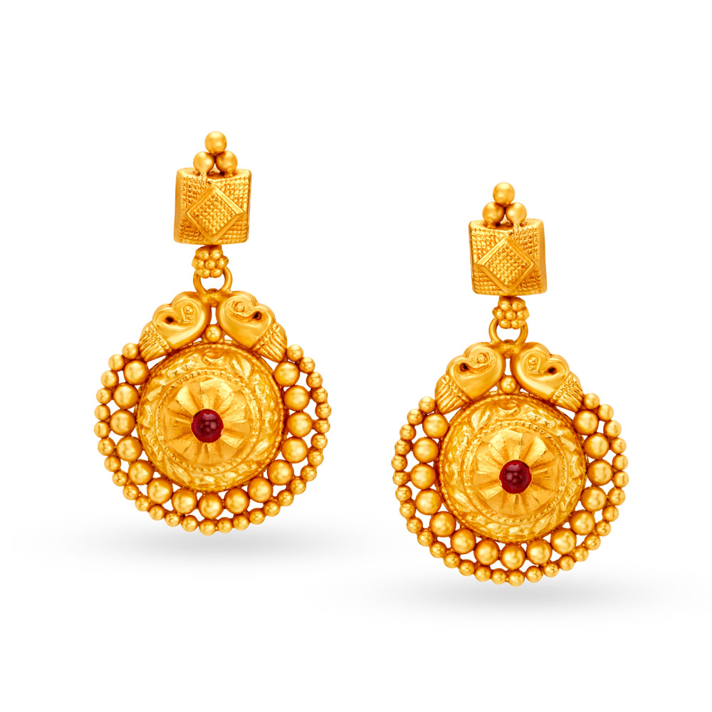 Intricate Abstract Filigree Gold Drop Earrings