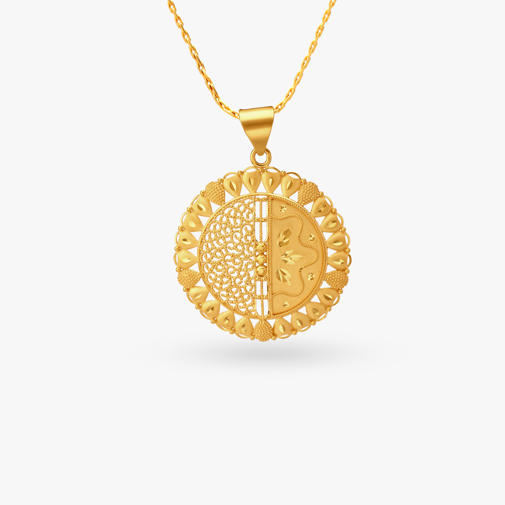 Filigree Gold Pendant and Earrings Set,,hi-res image number null
