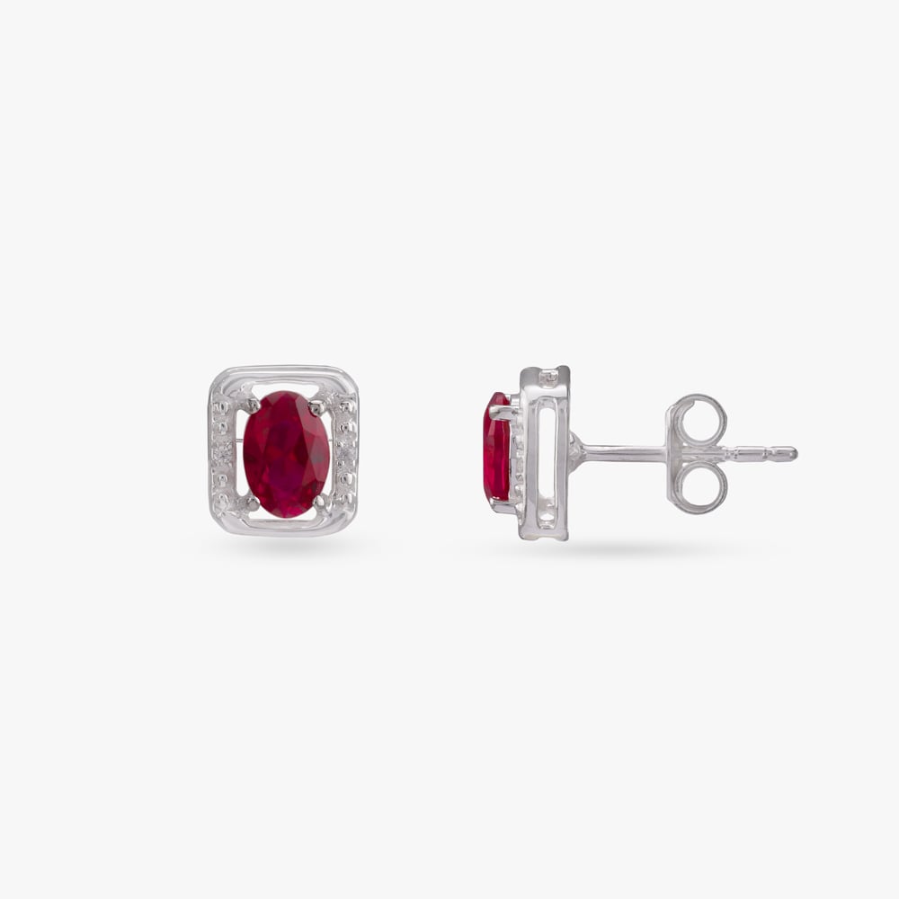 Crimson Regal Silver Pendant and Earrings Set,,hi-res image number null