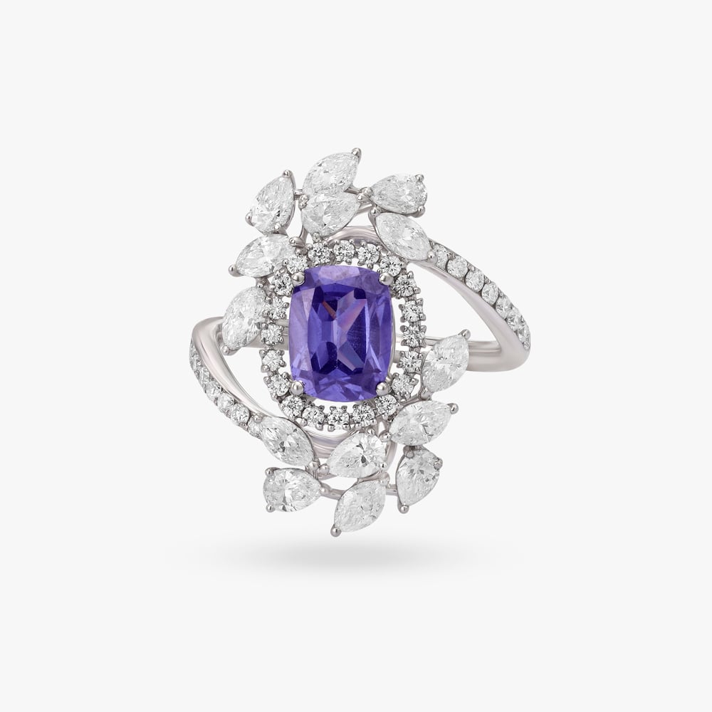 Breathtaking Blue Stone and Diamond Haven Finger Ring,,hi-res image number null