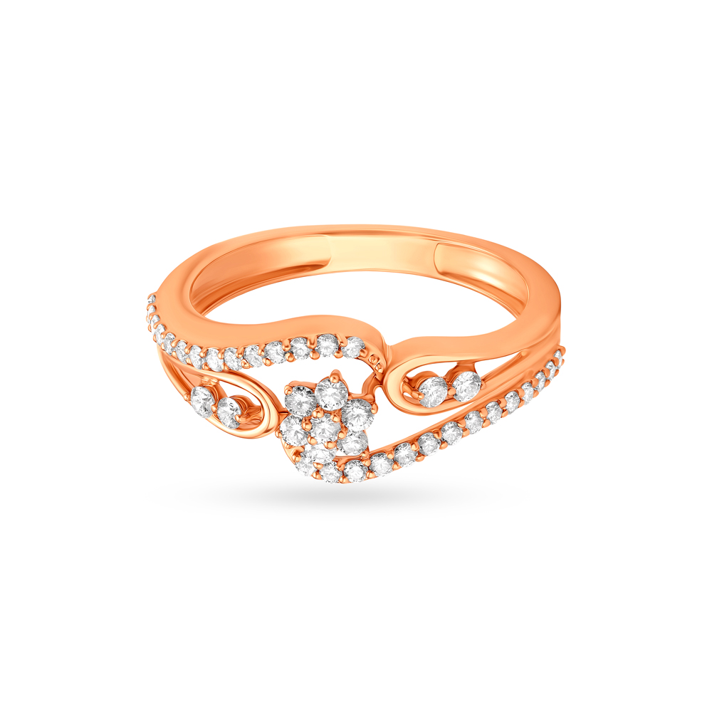 Astonishing Floral Rose Gold Finger Ring,,hi-res image number null