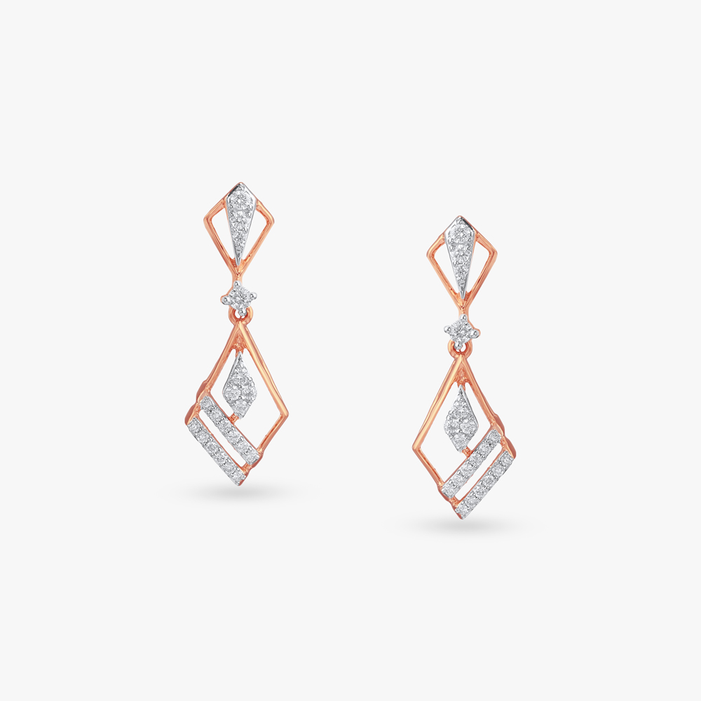 Geometric Grace Diamond Drop Earrings,,hi-res image number null