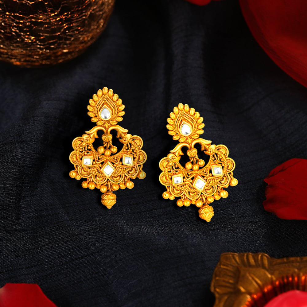Glorious Kundan Gold Drop Earrings
