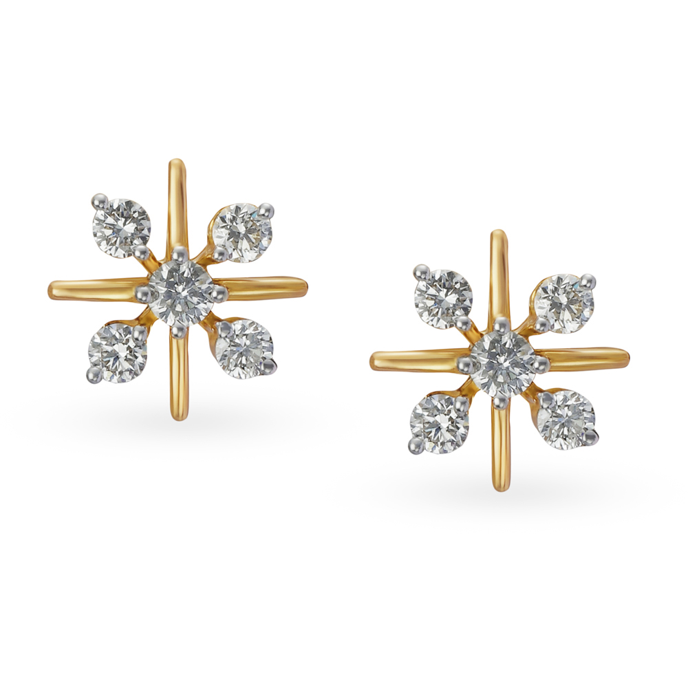 Pretty floral inspired diamond and gold earrings from Nakshatra for a  striking style statement SublimeNakshatra Naksha  Earrings collection  Earrings Jewelry