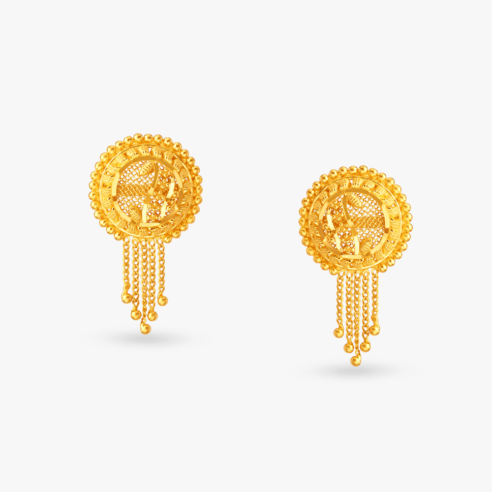Enthralling Gold Pendant and Earrings Set,,hi-res image number null