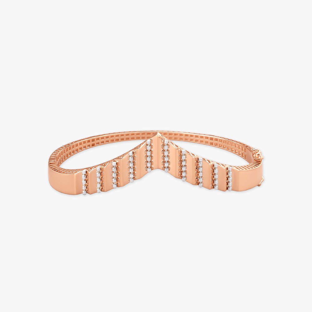 Refined Chevron Rose Gold Bangle,,hi-res image number null