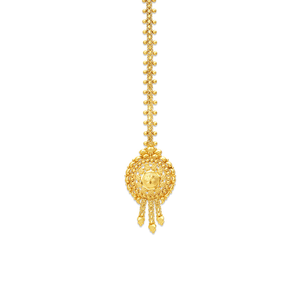 Traditional Floral Gold Maang Tikka,,hi-res image number null