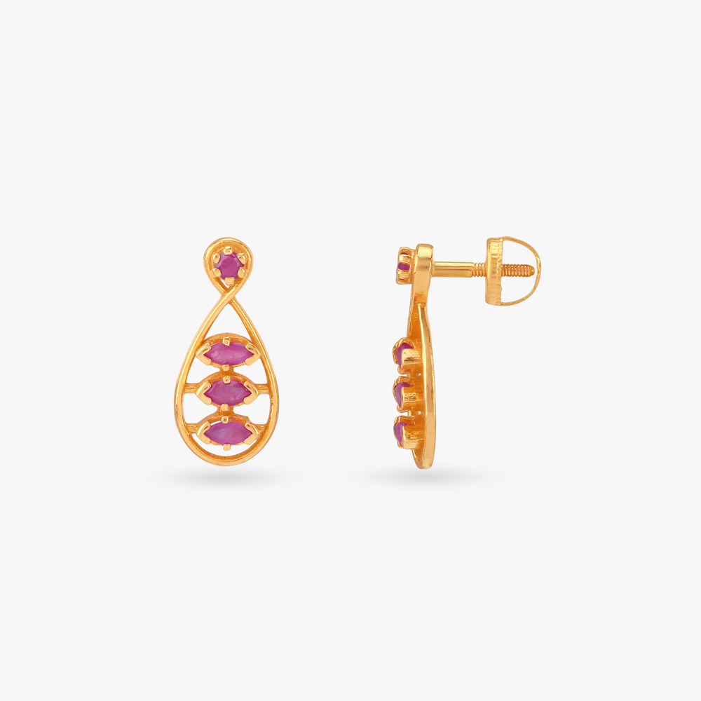 Glossy Sculpted Ruby Stud Earrings,,hi-res image number null