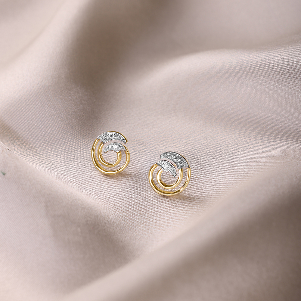 Enso Aura 14 Kt Gold & Diamond Stud Earrings,,hi-res image number null
