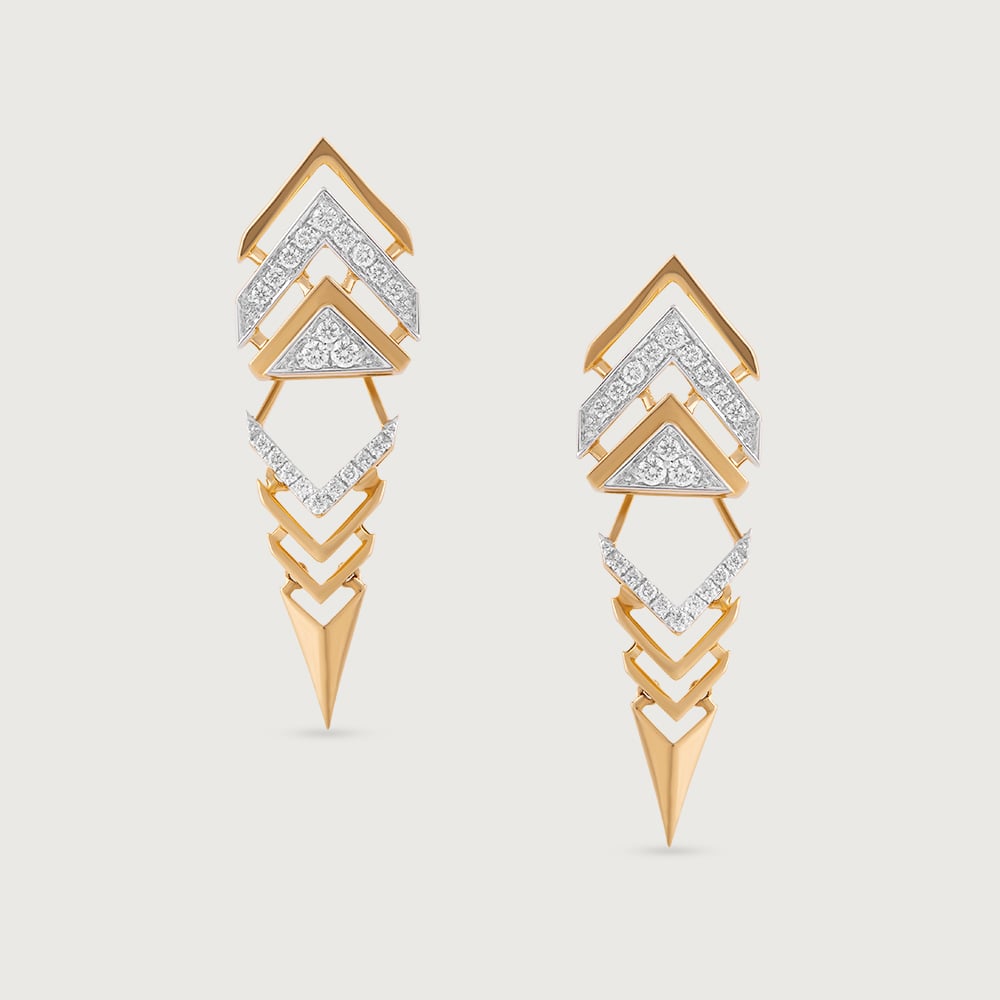 Zigzag Spark Gold & Diamond Drop Earrings,,hi-res image number null