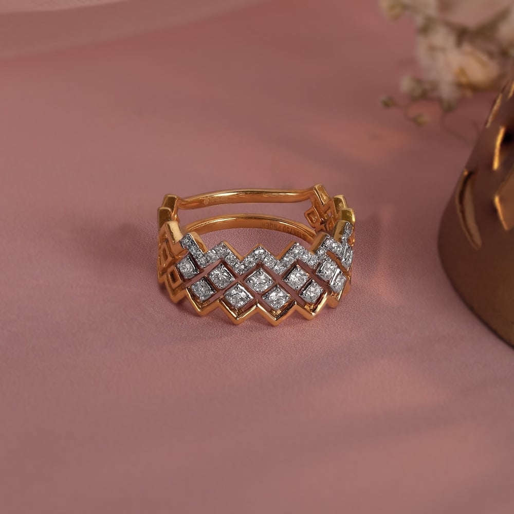 Radiant Chevron Gold & Diamond Finger Ring,,hi-res image number null