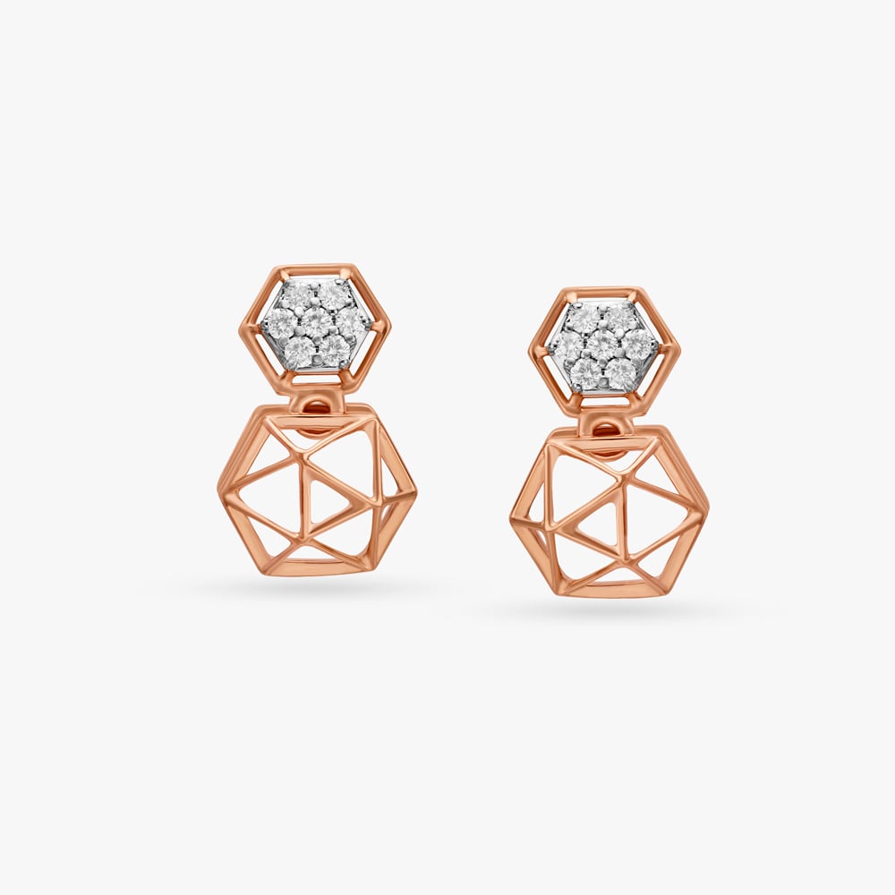 Abstract Slender Diamond Drop Earrings