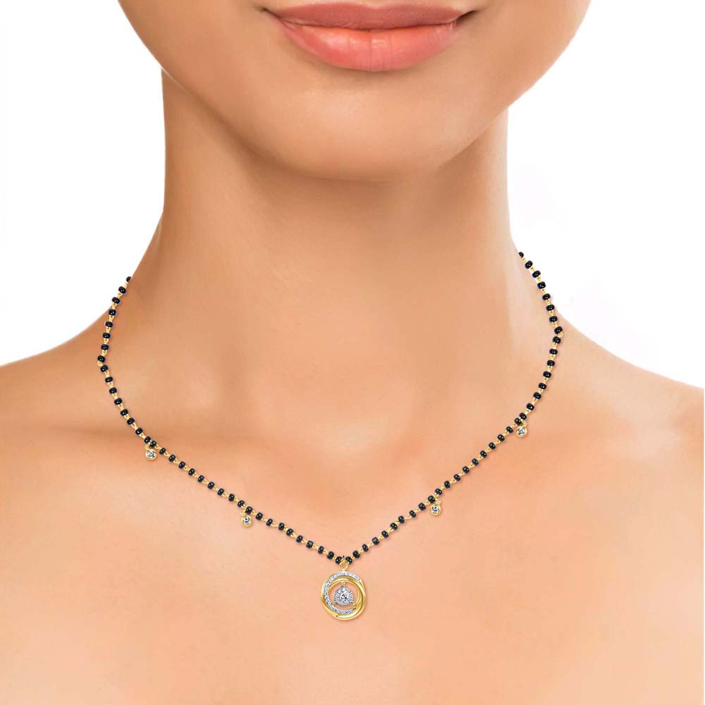 14kt Yellow Gold Interlaced and Diamond Mangalsutra,,hi-res image number null