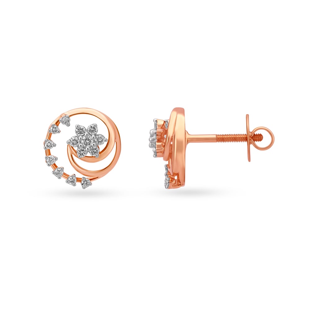 Charming Rose Gold and Diamond Fancy Stud Earrings,,hi-res image number null