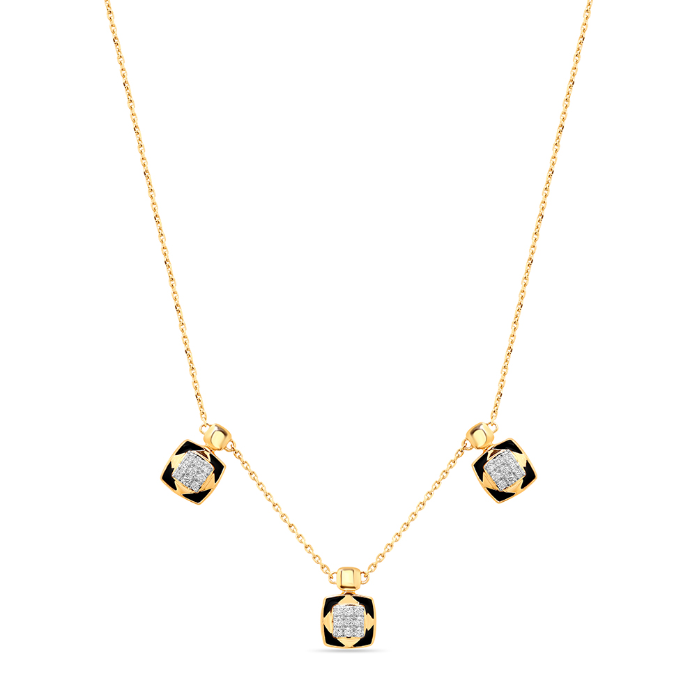 18 KT Yellow Gold Abstract Glimmer Diamond Necklace