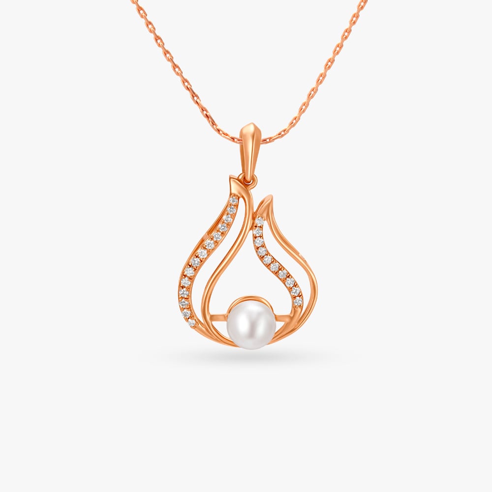 Naturistic Diamond and Pearl Pendant,,hi-res image number null