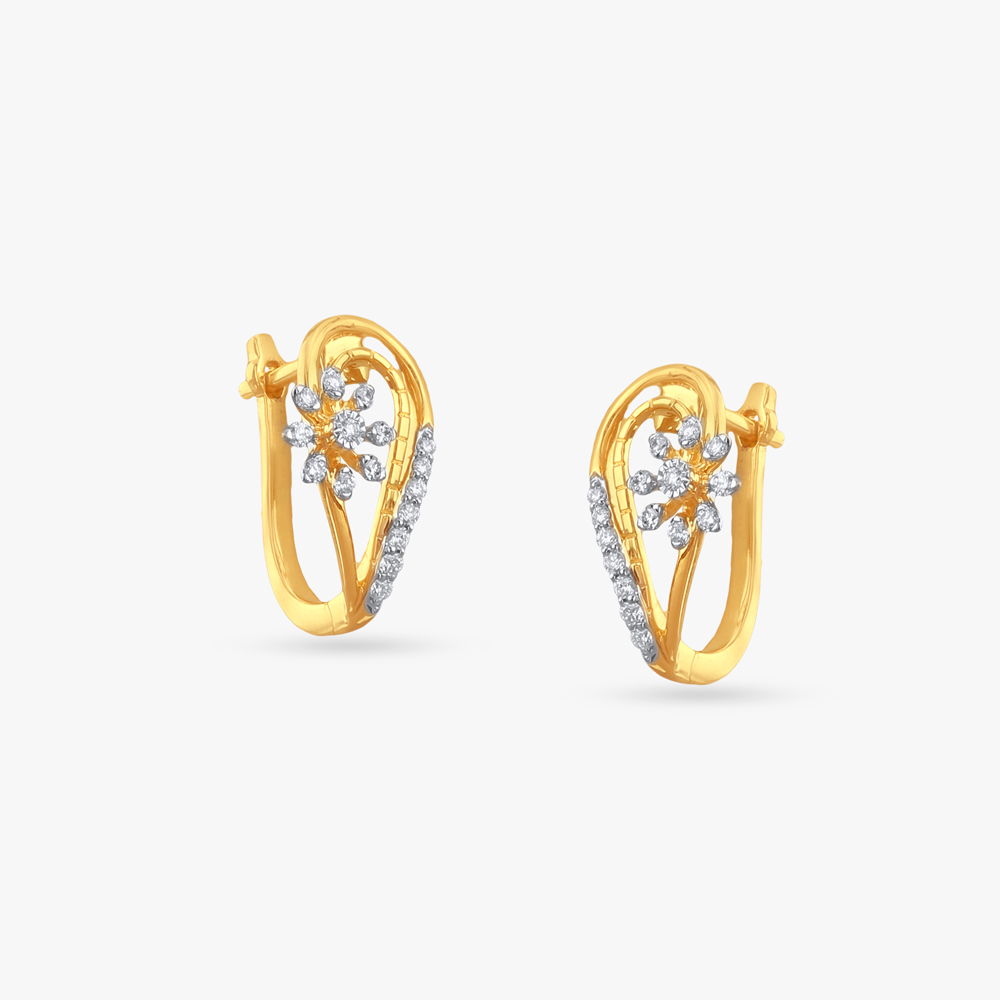 Blooming Floral Diamond Hoop Earrings,,hi-res image number null