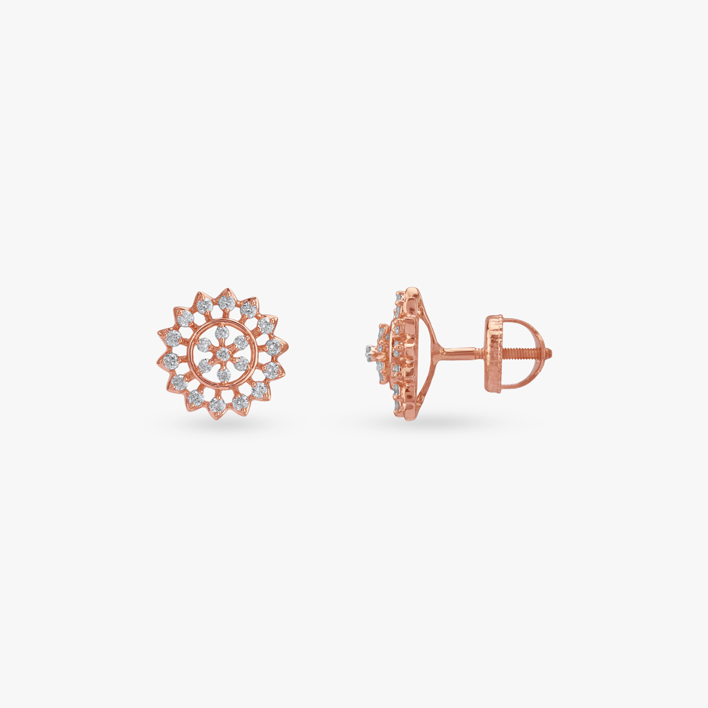 Radiant Rosette Diamond Stud Earrings,,hi-res image number null