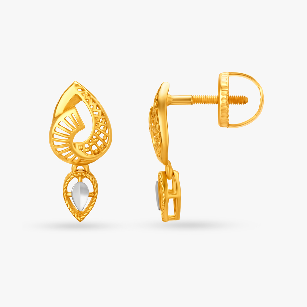 Lovely Dual Toned Drop Earrings,,hi-res image number null