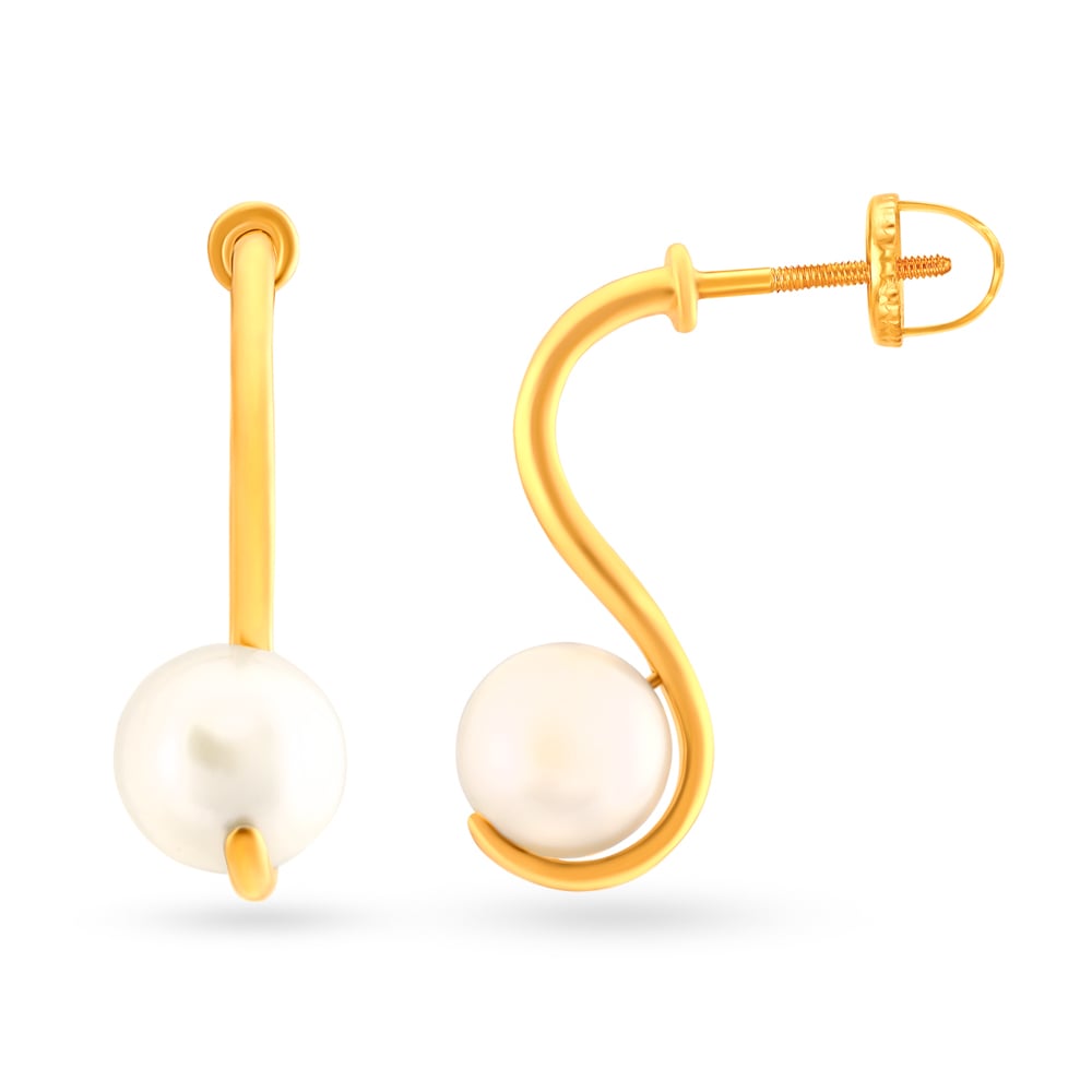 Gold String of Pearl Stud Earrings,,hi-res image number null