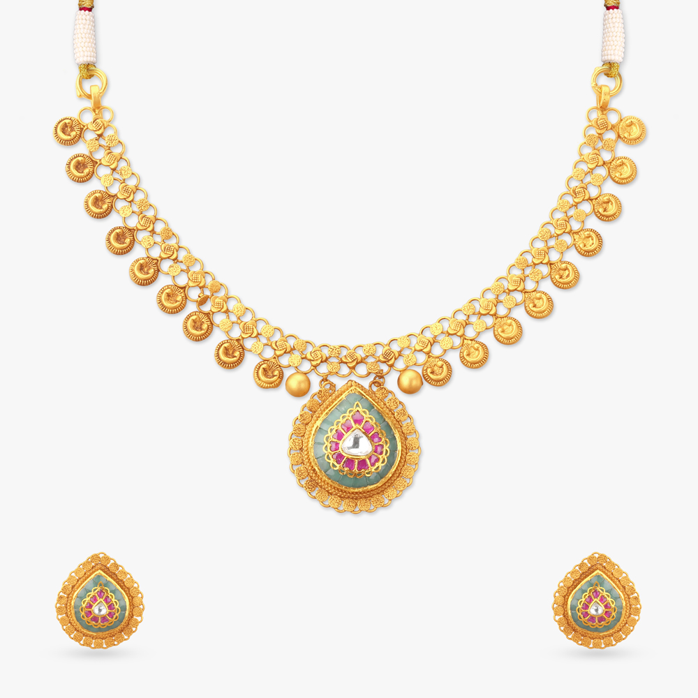 Royal Droplet Gold Necklace set,,hi-res image number null