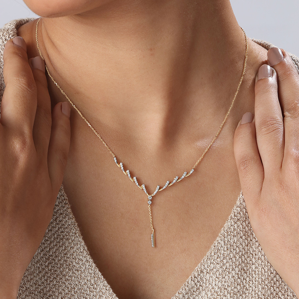 Curvy Spark Drop Diamond Necklace,,hi-res image number null