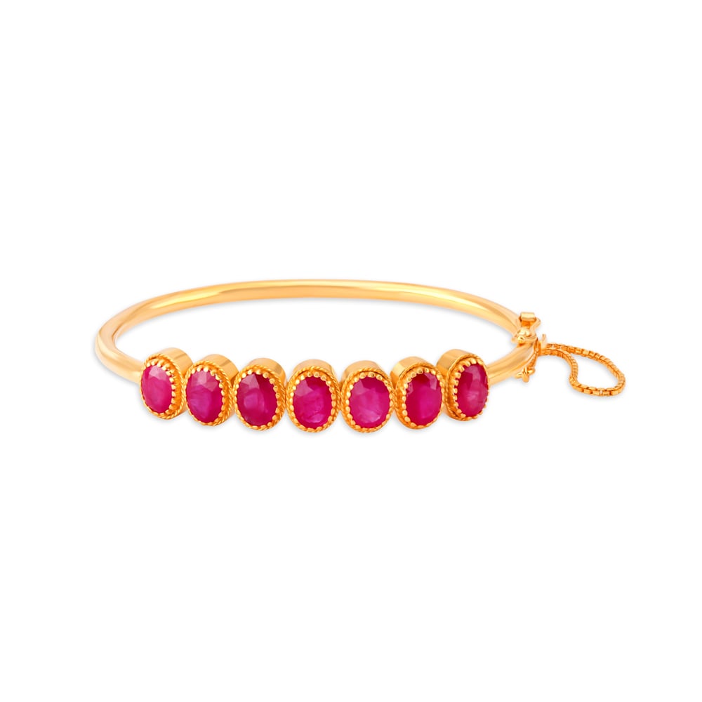 JAZZ AND SIZZLE Leaf Design White & Pink Gold Plated American Diamond Ruby  Studded Bangle-Style Bracelet for Girls and Women - Pack of 1 : Amazon.in:  Jewellery