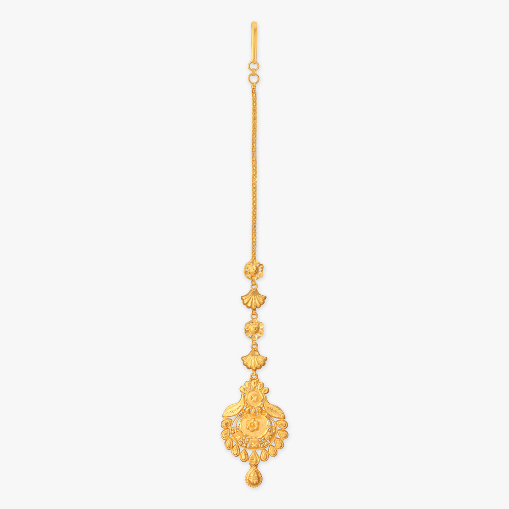 Petal Medallion Gold Maang Tikka,,hi-res image number null