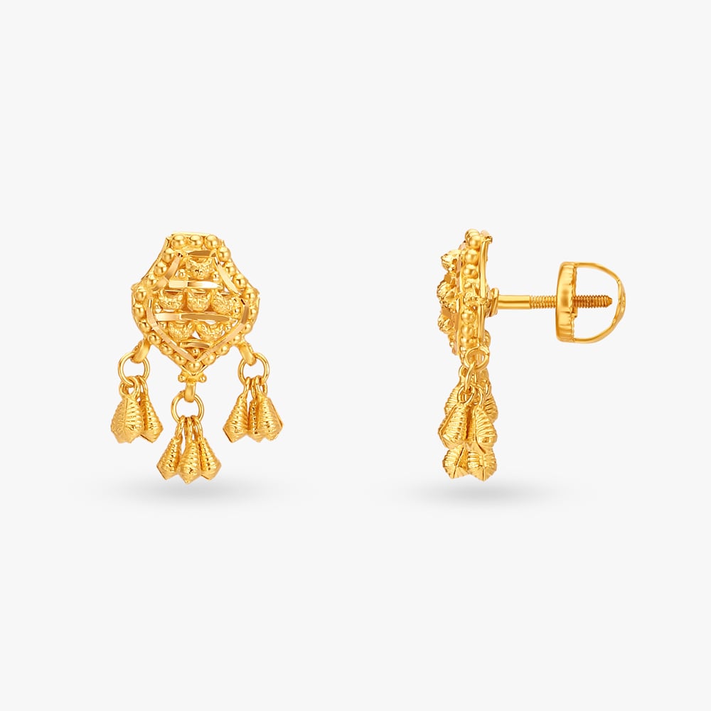 Extravagant Gold Pendant and Earrings Set,,hi-res image number null