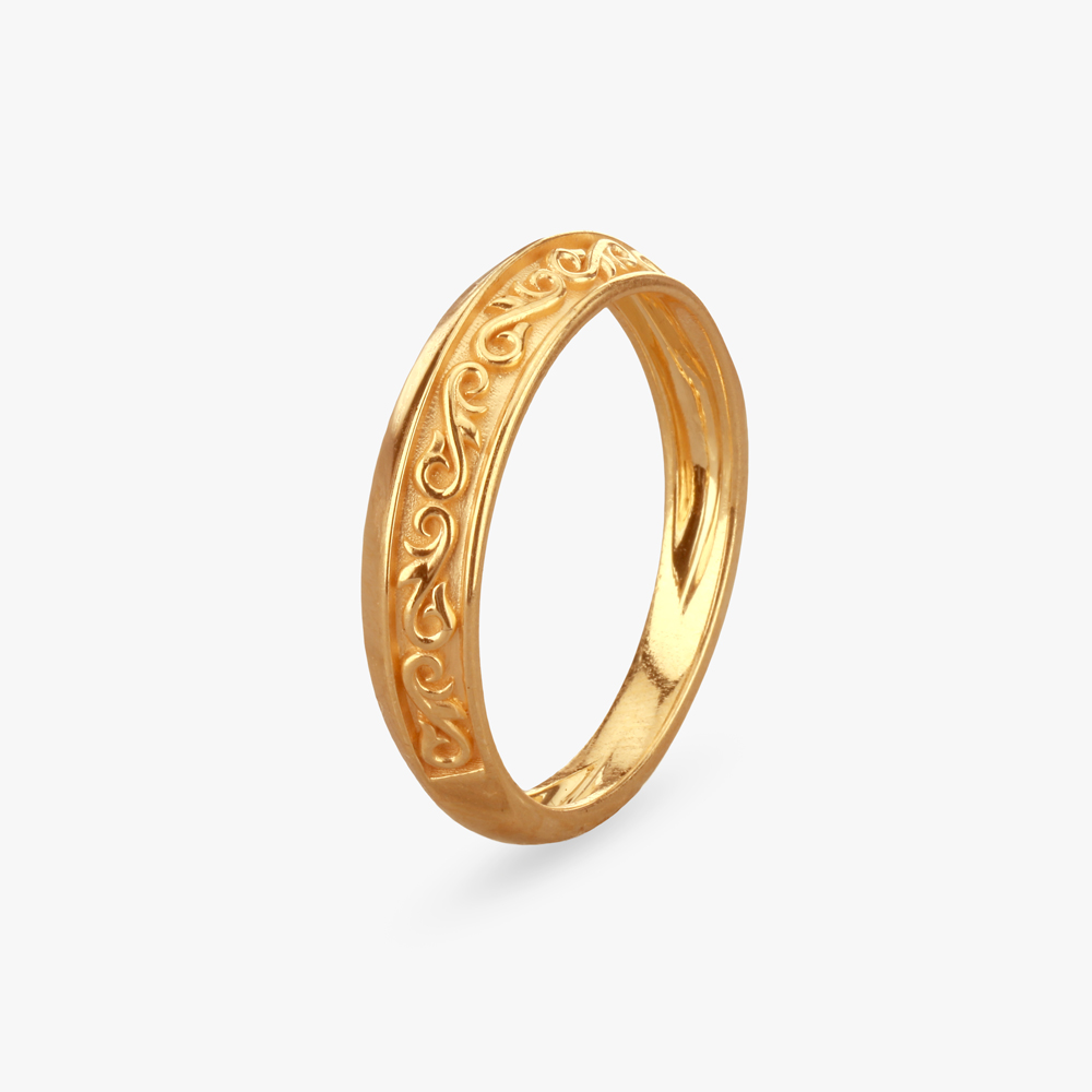 Engraved Gold Finger Ring For Men,,hi-res image number null