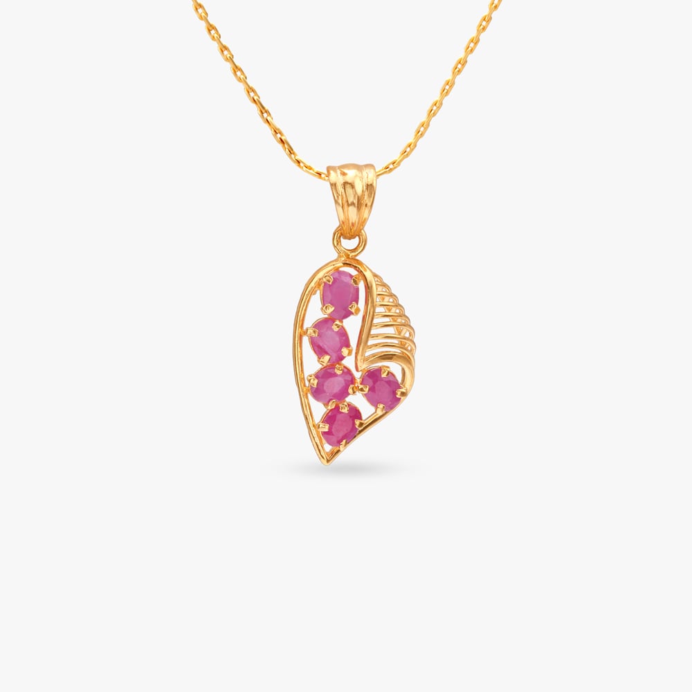 Delicate Bloom Ruby Pendant and Earrings Set,,hi-res image number null