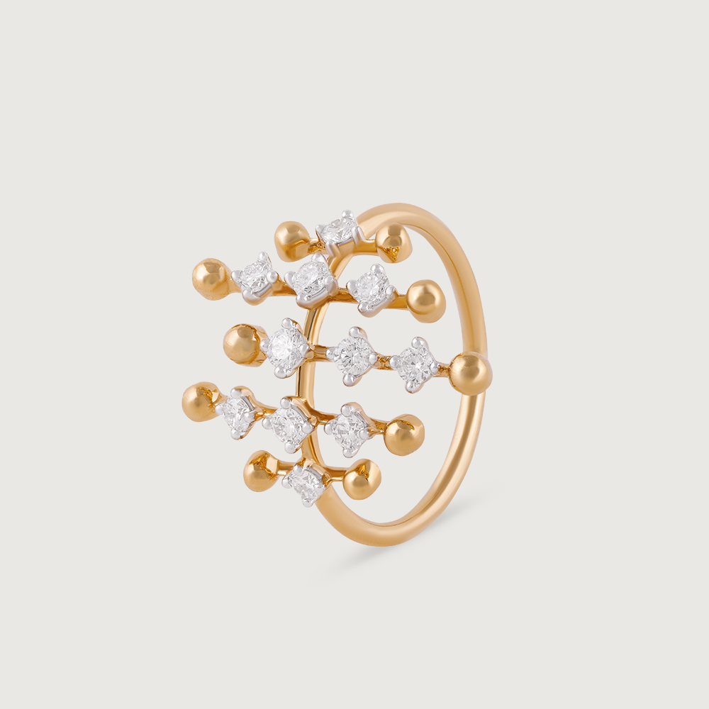 Disco Beat Gold & Diamond  Finger Ring,,hi-res image number null