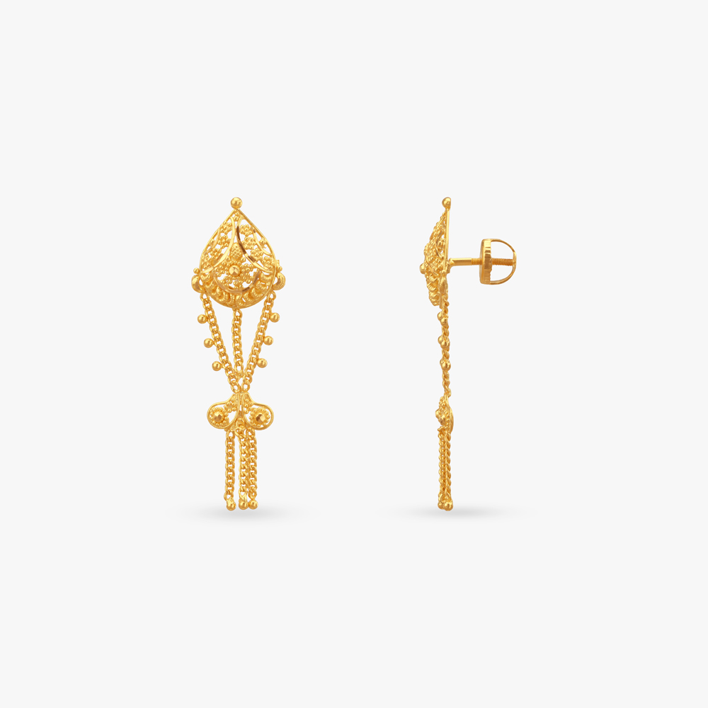 Swinging Bead Gold Drop Earrings,,hi-res image number null
