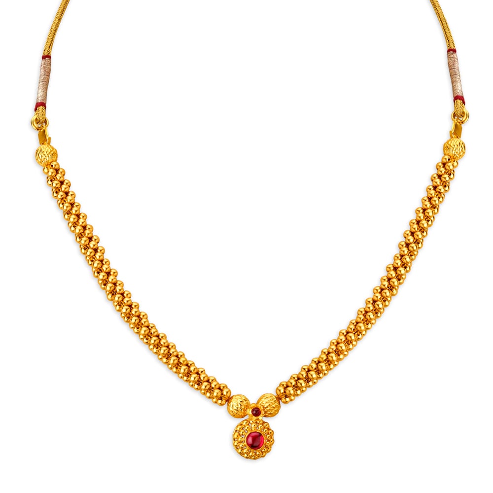 Eclectic Beaded Gold Necklace for the Maharashtrian Bride,,hi-res image number null