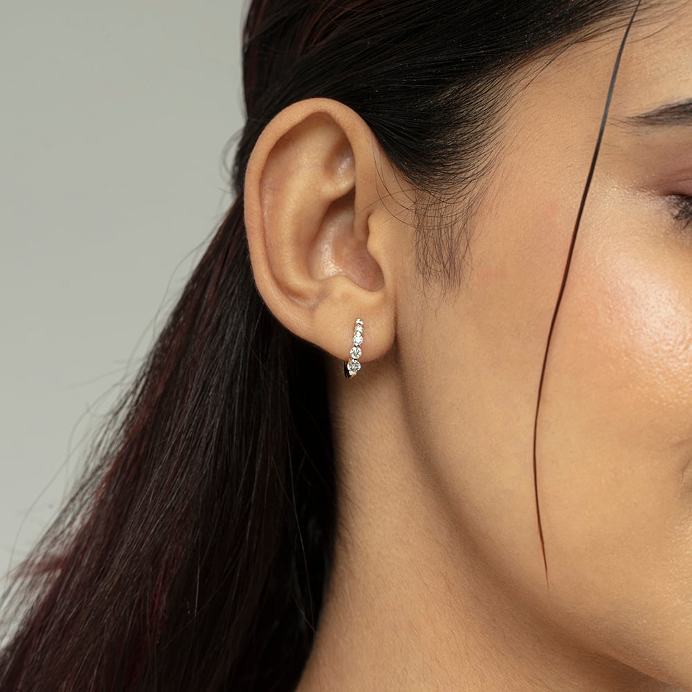 Radiant Shimmer Gold & Diamond Hoop Earrings,,hi-res image number null