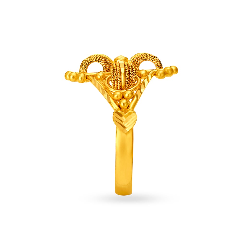 Extraordinary 22 Karat Yellow Gold Beaded Floral Finger Ring,,hi-res image number null