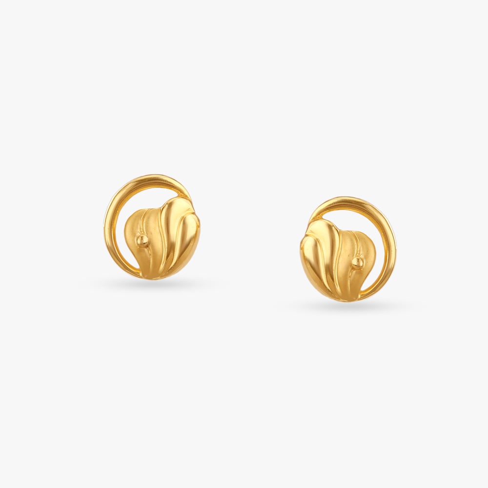 Artistic Curve Gold Stud Earrings,,hi-res image number null