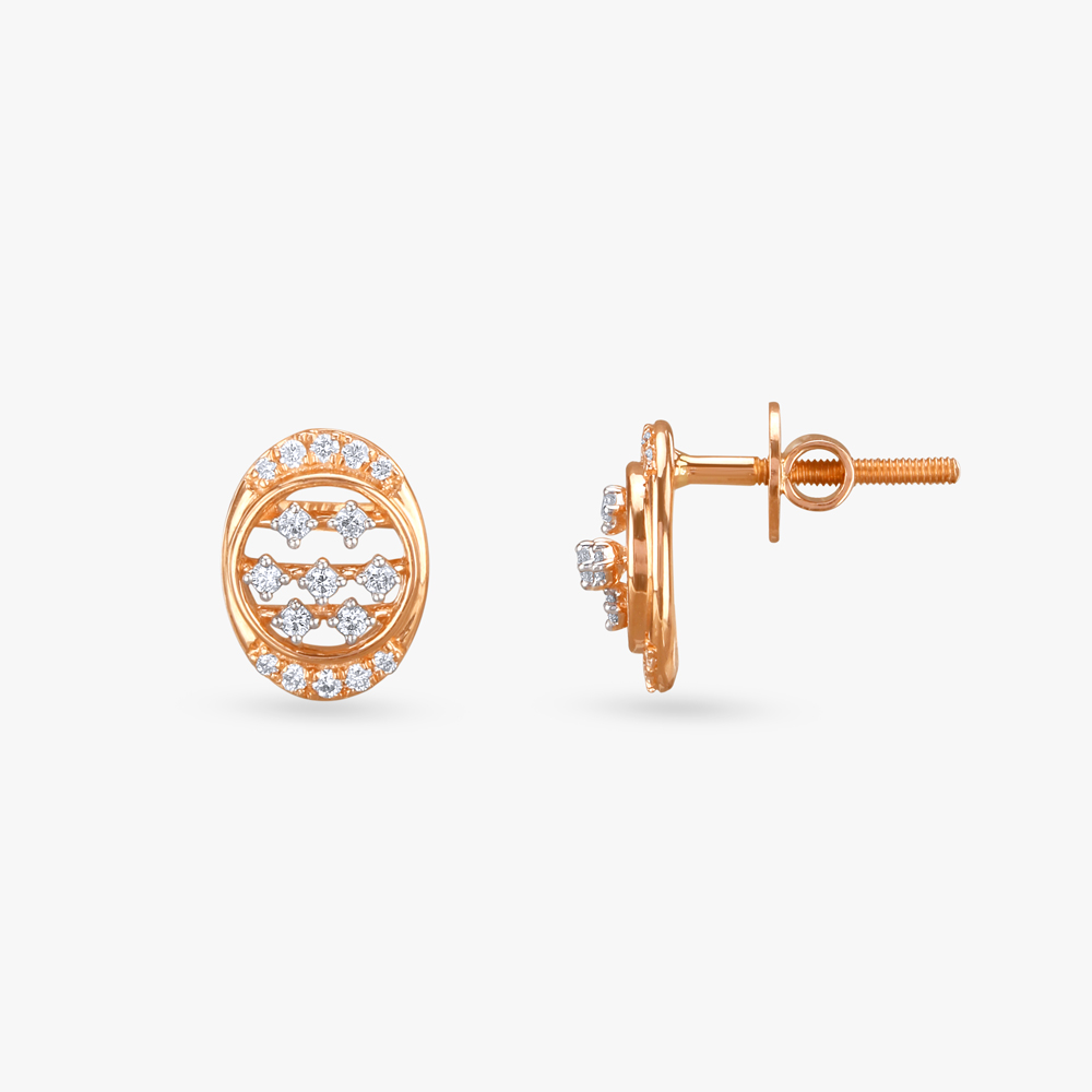 Gleaming Ripples Diamond Stud Earrings,,hi-res image number null