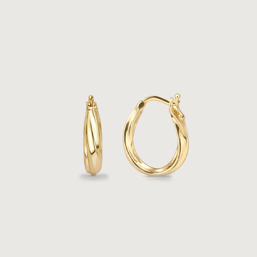 Twisted Oval Gold Hoop Earrings,,hi-res image number null