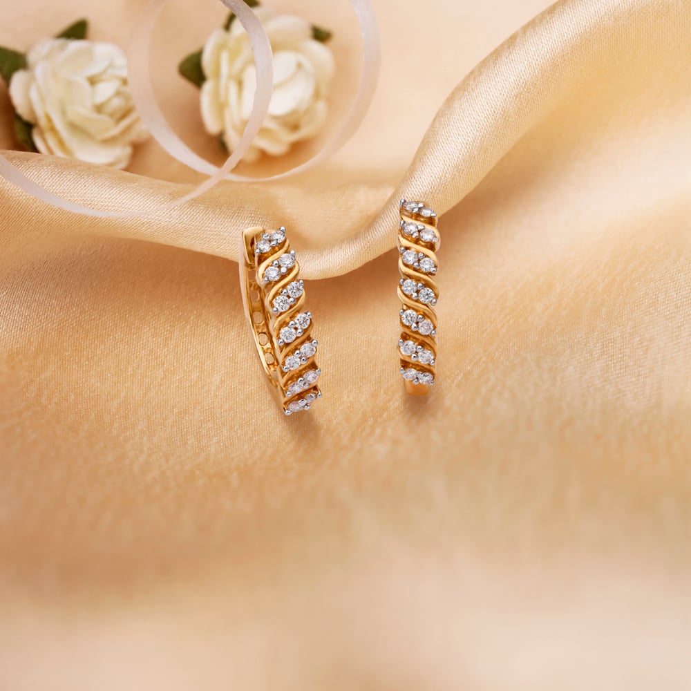 Fancy Eternity Diamonds and Gold Hoop Earrings