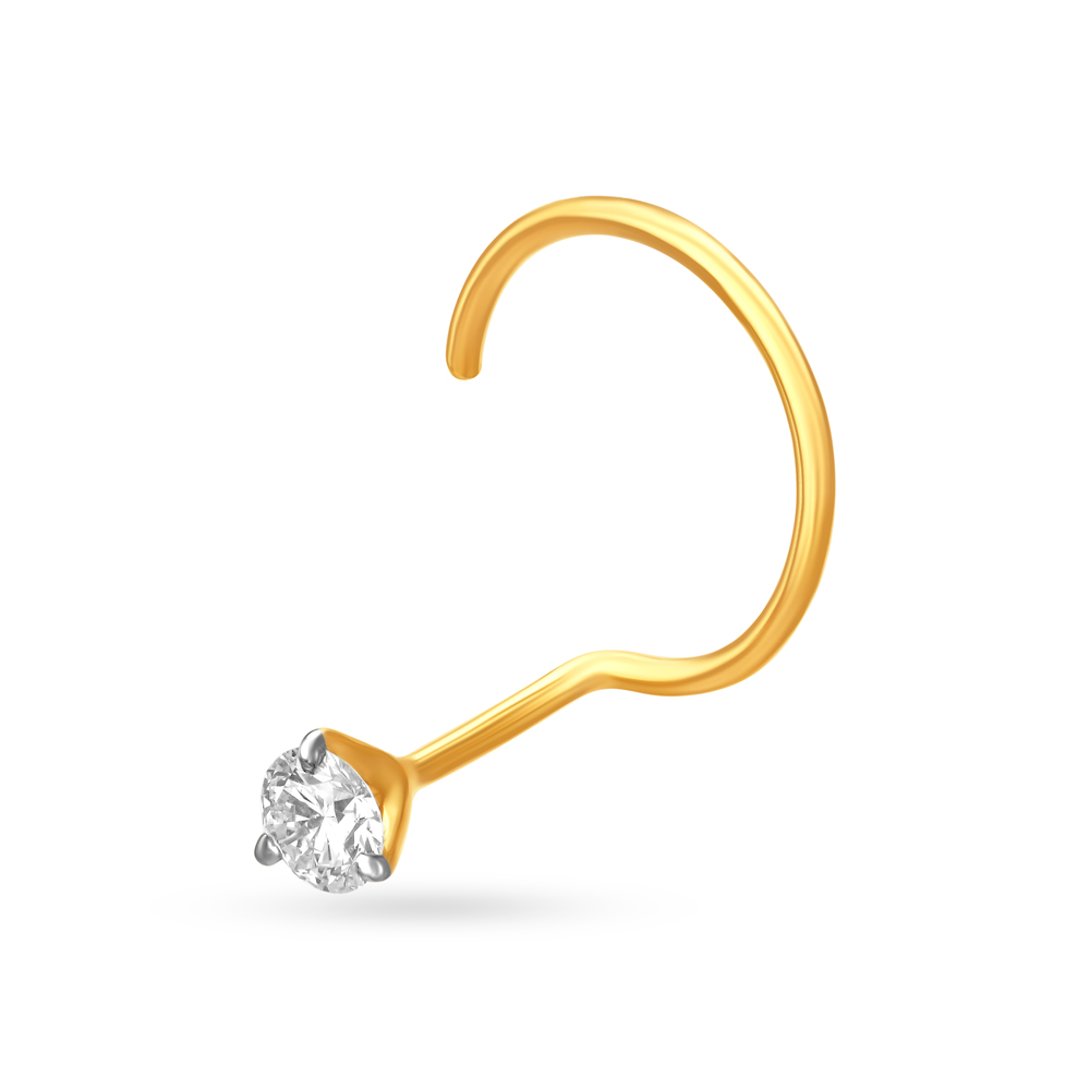 Delicate Gold and Diamond Nose Pin,,hi-res image number null