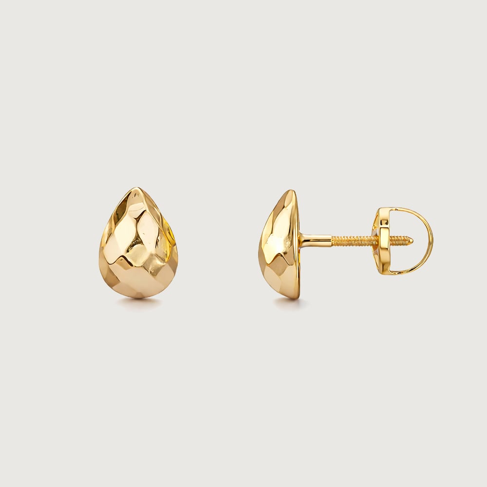 Facet Teardrop Gold Stud Earrings,,hi-res image number null