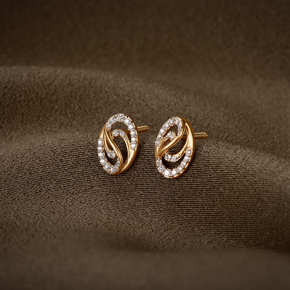 Swirling Luxe Diamond Stud Earrings