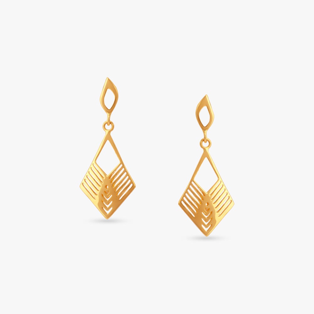 

Geometric Lattice Gold Drop Earrings