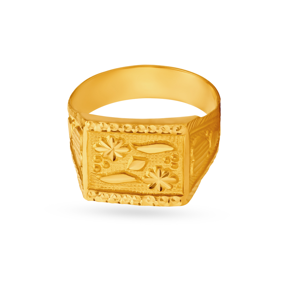 Enthralling Gold Finger Ring For Men,,hi-res image number null